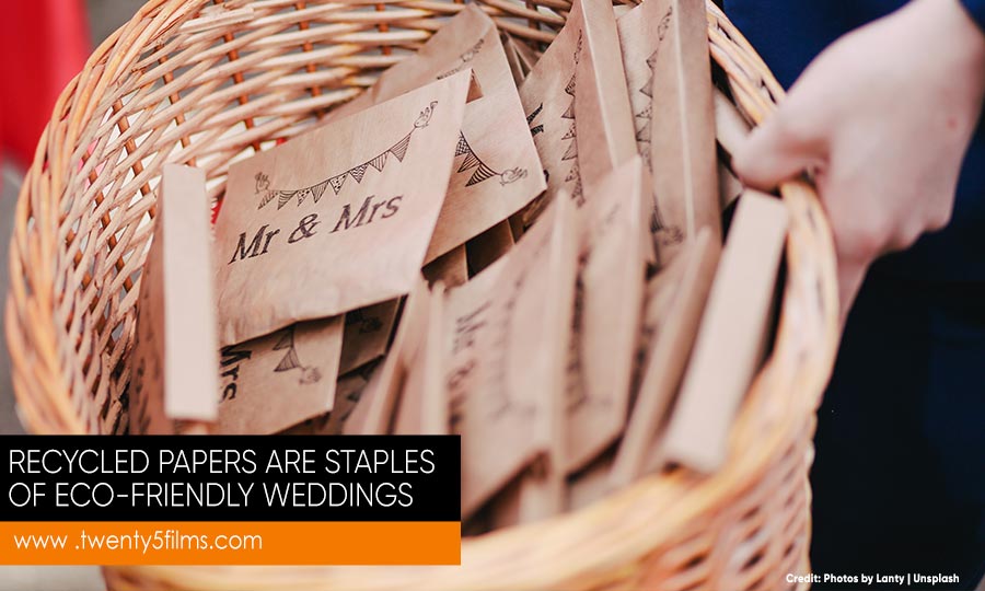 Recycled papers are staples of eco-friendly weddings